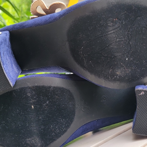 Penny Loves Kenny Requium Size 8 Navy/Silver Block Heel Almond Toe Retro Feel - Picture 9 of 10